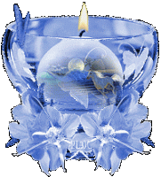 a floral blue candle